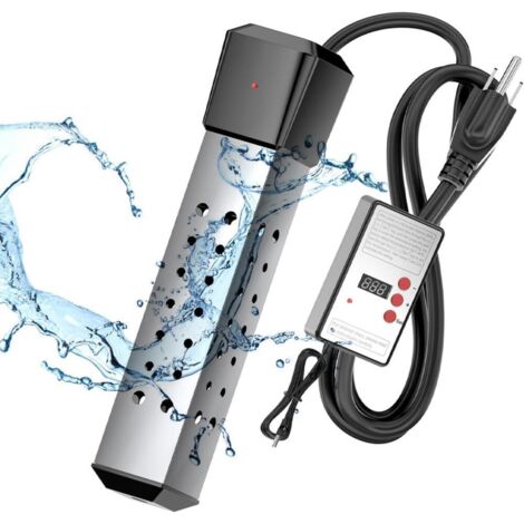 Chauffe-eau de piscine 2000 W compatible avec les piscines hors sol gonflables, chauffe-eau submersible compatible avec les baignoires avec thermostat (BT)