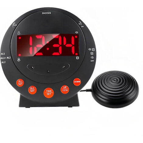 Réveil Sonic Boom, double réveil vibrant extra fort, réveil numérique avec vibreur de lit -