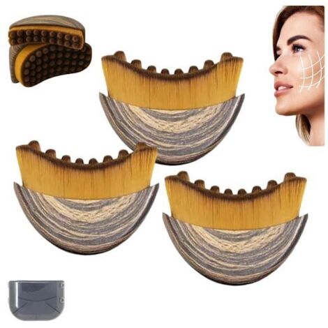 Ensemble de 3 brosses de massage facial pour la thérapie lymphatique - Massage du visage, de la mâchoire et du menton, brossage à sec [YDE]