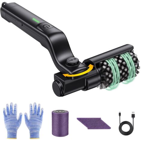 Brosse électrique rotative pour barbecue extérieur, 3 vitesses, en acier inoxydable 304, sans poils qui se détachent, autonomie prolongée de 90 minutes.