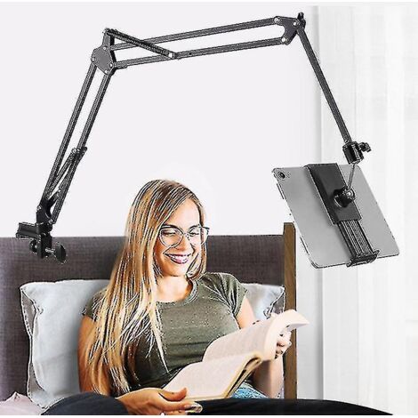 Support de tablette pour lit, réglable et pliable avec rotation à 360° pour iPhone, iPad, téléphone portable, tablette