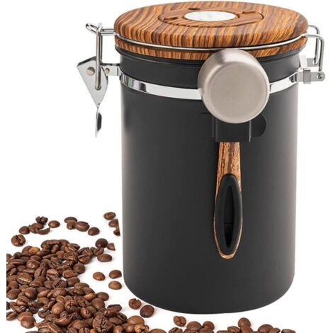 Boîte à café hermétique en acier inoxydable de 1500/1800 ml avec cuillère.