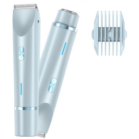 Rasoir électrique 2 en 1 pour femme, étanche, pour l'épilation des jambes, des bras, des aisselles et du visage, double tête de rasage, connecteur USB-C, bleu (1/5)