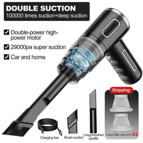 Aspirateur eau et poussière puissant pour voiture, sans fil, 29 000 Pa, poignée N3 29000PA - Noir