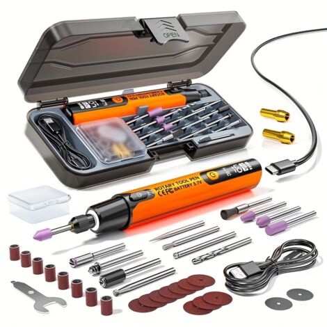 Mini perceuse/meuleuse/polisseuse/graveuse électrique 40 en 1 – Outil rotatif portatif à 6 vitesses avec écran LCD, 40 (Bo