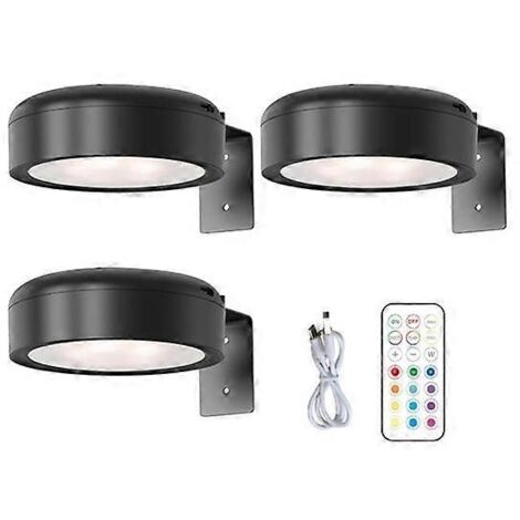 Applique murale sans fil pour tableaux avec télécommande, intensité réglable, fonctionne sur piles, éclairage RGB 13 couleurs ajustable – Noir parfait, lot de 3
