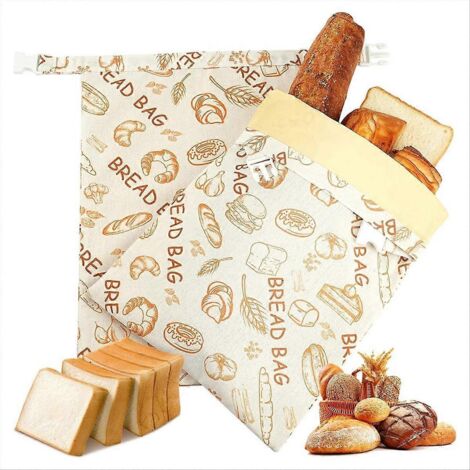 Sacs à pain réutilisables en cire d'abeille (lot de 2), sacs en cire d'abeille pour pain au levain/pain maison, coton naturel