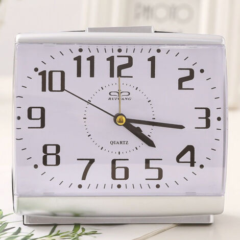 Réveil analogique pour personnes âgées, silencieux (sans tic-tac), avec fonction snooze et rétroéclairage, alarme sonore progressive, grands chiffres.