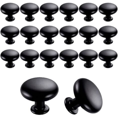 20 boutons de porte/tiroir de 30 mm, poignées vintage pour meubles de cuisine (noir) (FMY) (1/4)