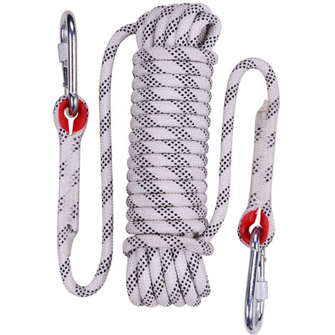 Corde d'escalade de 12 mm pour l'escalade statique en extérieur, corde d'évacuation, équipement d'escalade sur glace, corde de sauvetage incendie - Blanche