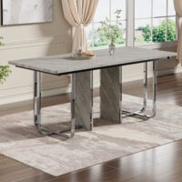 Table à manger, L180l80H75cm, table à manger moderne, table à manger stable, pieds en métal, grande table à manger, table à manger rectangulaire, table à manger pour 6 personnes, table à manger modern