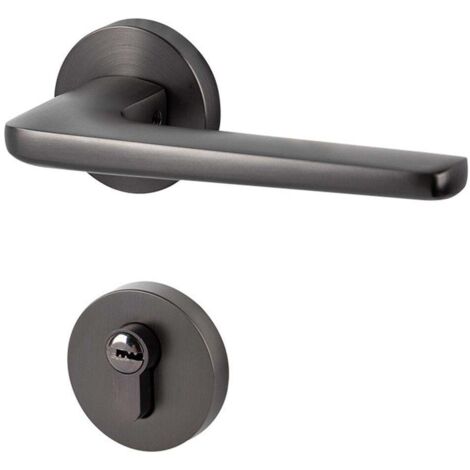 Serrure de porte en alliage de zinc, modèle poignée de porte intérieure pour chambre à coucher, noire, pour préserver l'intimité de la pièce, noire (1/5)