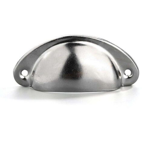 6 poignées de porte de placard/tiroir/meuble rétro antique en forme de coquillage argentées (1/5)