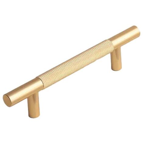 Poignée de meuble de luxe légère, en cuivre doré, moletée droite, pour tiroir ou porte, 96 mm (1/5)