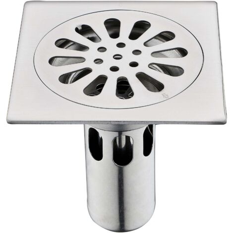 Bonde de douche carrée anti-odeurs en acier inoxydable de 100 x 100 mm d'épaisseur