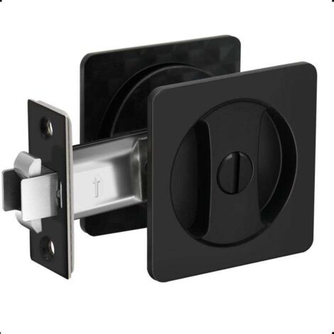 Quincaillerie pour porte coulissante de salle de bain : serrure noire mate pour porte coulissante (1 pièce) (1/5)