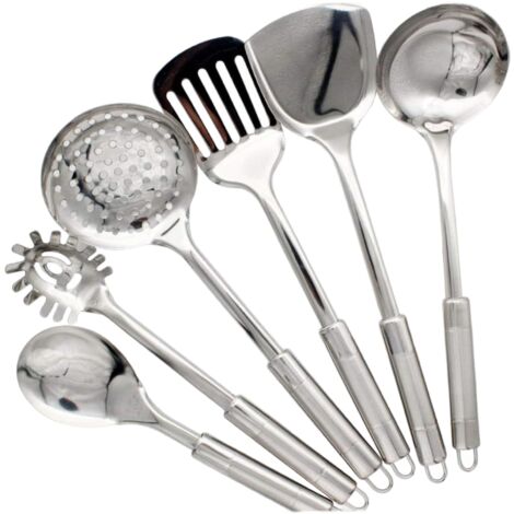 Ensemble de 6 ustensiles de cuisine en acier inoxydable argenté (1/4)