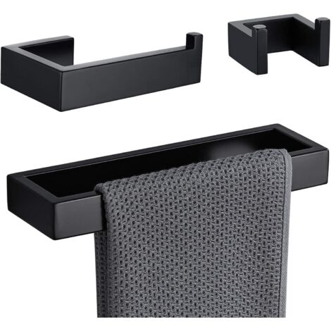 Ensemble de salle de bain 3 pièces comprenant un porte-serviettes, un distributeur d'essuie-tout simple et des crochets pour vêtements en acier inoxydable 304 (1/5)