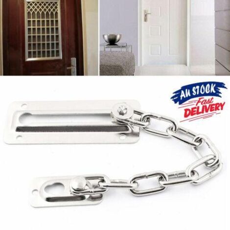 Verrou de sécurité coulissant coulissant en acier inoxydable pour porte de bureau ou de maison, chaîne de verrouillage (1/5)