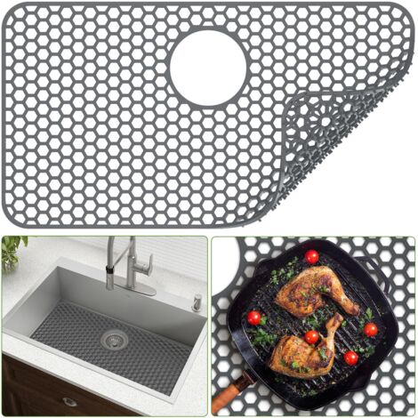 Tapis en silicone pour évier de cuisine - Résistant aux hautes températures, antidérapant et anti-rayures (26 x 14 pouces) (1/5)