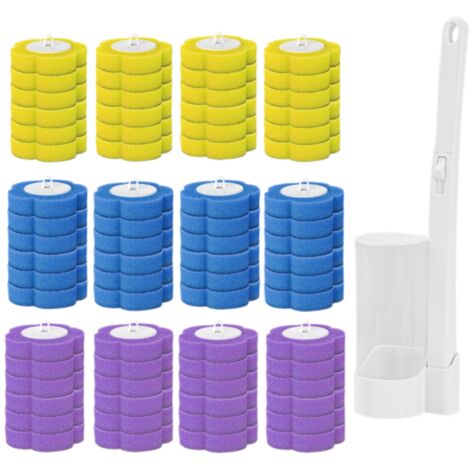 Ensemble de brosses de toilette jetables avec support pour le nettoyage de la salle de bain (3 parfums) (1/3)