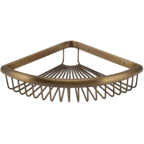 Étagère de rangement triangulaire d'angle en laiton vintage pour douche et salle de bain (1/5)
