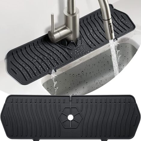 Tapis de séchage en silicone pour robinet de cuisine (noir) (1/5)