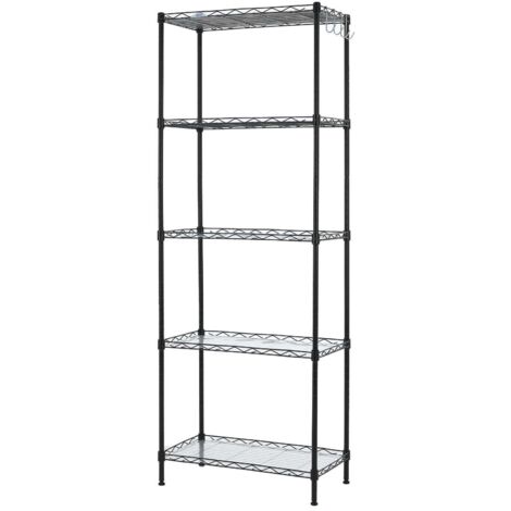 Étagère de rangement robuste à 5 niveaux en fil métallique (noir) (1/5)