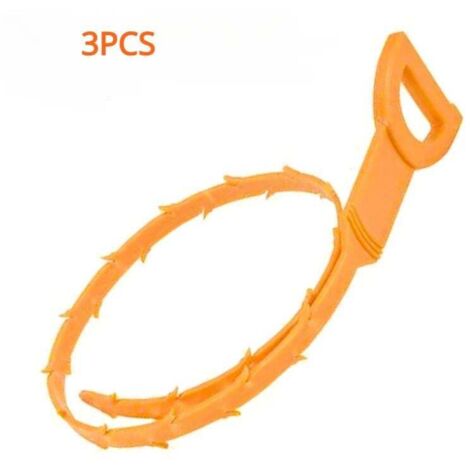 Déboucheur de canalisations TKS, serpent de nettoyage pour douche et lavabo, accessoires de salle de bain, orange, lot de 3 (1/5)