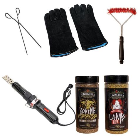 Kit de démarrage pour barbecue : gants, épices, brosse de nettoyage pour gril, allume-feu (1/5)