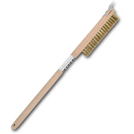 Brosse en cuivre Anygleam en bois de 65 cm pour four à pizza, avec grattoir en métal et accessoires de nettoyage (1/5)