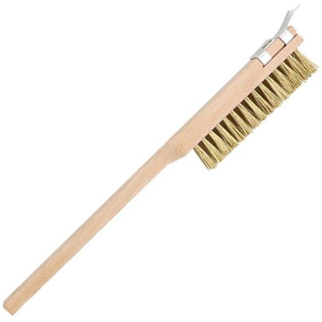 Brosse en cuivre Anygleam en bois de 40 cm pour four à pizza, avec grattoir en métal et accessoires de nettoyage (1/5)