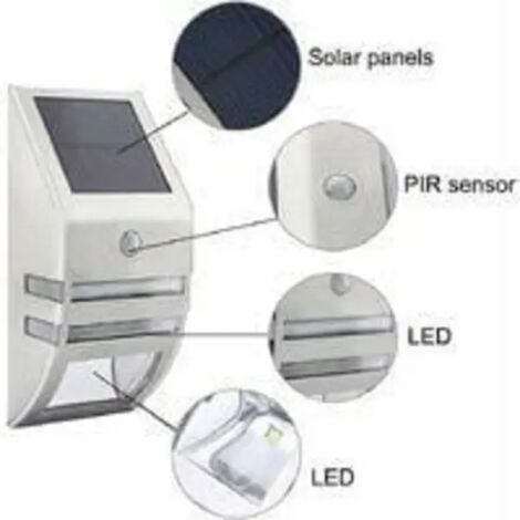 Lampe solaire d'extérieur avec détecteur de mouvement étanche - Acier inoxydable - Applique murale d'extérieur - Avec (1/5)