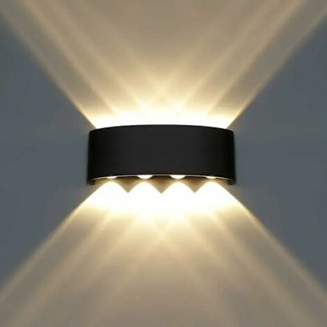Applique murale LED intérieure moderne en aluminium 8W, noire, pour chambre, hall, salon (blanc chaud) (1/4)