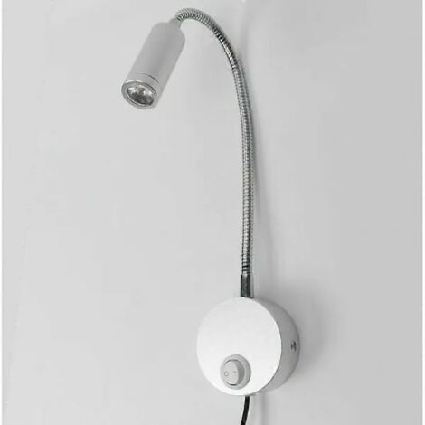 Lampe de lecture murale, à intensité variable, lampe de chevet LED tactile avec port USB et interrupteur, col de cygne flexible avec prise, 3 W