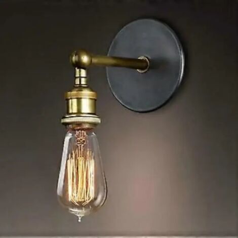Applique murale Rtro style industriel, réglable, finition laiton, douille E27 pour ampoule Edison vintage, idéale pour la décoration intérieure.