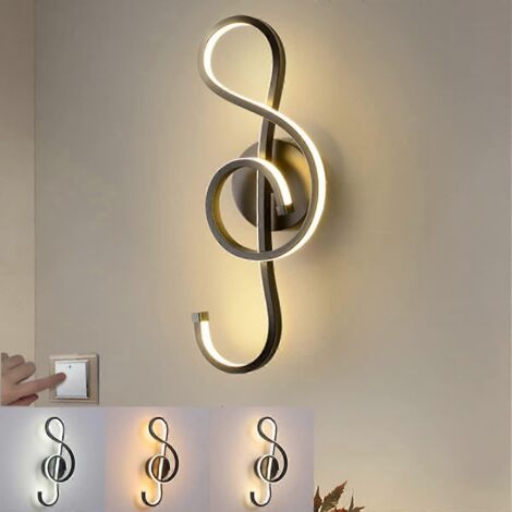 22W Applique Murale Interieur, Applique Murale Note de Musique,3 Tempratures de Couleur RA85 Applique Murale Design,Noir Applique Murale pour Chambre (1/5)