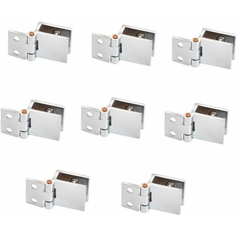 Charnières pour porte en verre, lot de 8, 5 mm et 8 mm, réglables, à simple fixation, pour armoire (1/5)
