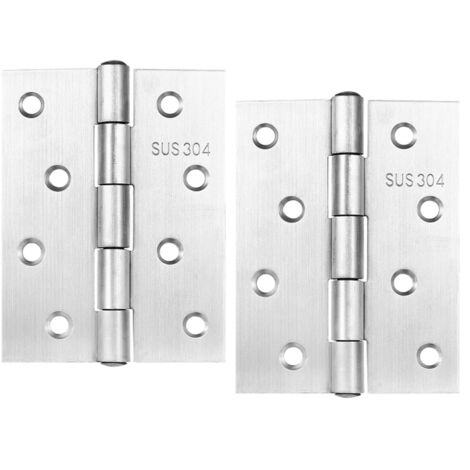 Charnières pliantes robustes en acier inoxydable pour portes en bois, fenêtres, armoires, portails de jardin, extérieur et intérieur (100 x 75 mm) (1/5)
