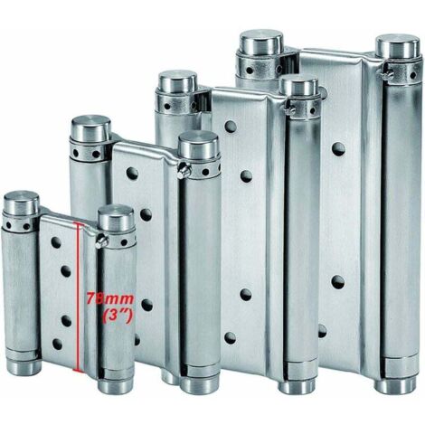 Charnières à double action avec ressort, charnières de porte robustes en acier inoxydable à fermeture automatique, installation facile, force du ressort réglable pour café/salon (1/5)