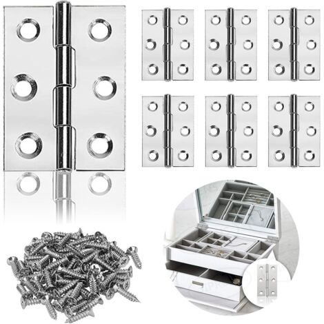 Charnières de porte en acier inoxydable tEEZErshop, lot de 24, 6 trous de fixation, petit modèle KLB (1/5)