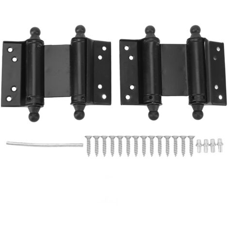 Charnière de porte à double action en acier inoxydable à fermeture automatique, ouverture bidirectionnelle, fixations noires, charnière de porte de café-bar (1/5)
