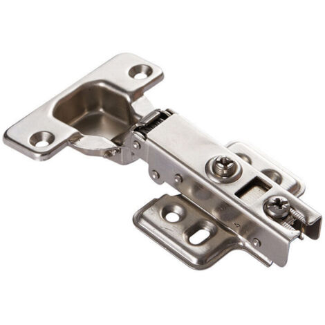 Charnières à fermeture amortie pour portes de placard. Lot de 8. Charnières en acier à 110° pour portes de placard de cuisine. Petite plaque de fixation à clipser de 35 mm pour fermeture amortie. (1/4)