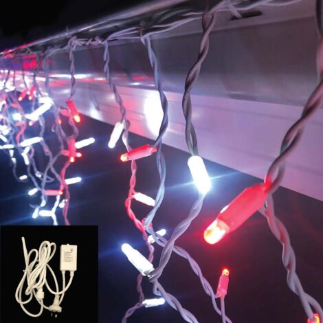 Guirlande lumineuse stalactite rouge/blanche 4,8 m extensible avec télécommande (1/5)