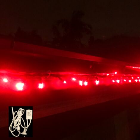 Guirlande lumineuse rouge de 10 m avec fil vert et contrôleur (1/5)