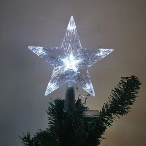 Décoration lumineuse de sapin de Noël avec 10 étoiles LED blanches (1/2)