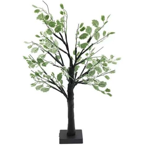 Lampe de chevet LED en forme d'arbre à feuilles vertes - Noir (1/4)