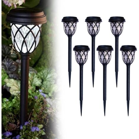 Lot de 6 lampes solaires étanches blanches pour jardin et allée extérieure (1/5)