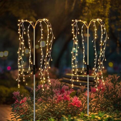 Lot de 2 lampes solaires pétard pour jardin, décoration extérieure (feux d'artifice), lumière chaude, 100 LED (1/5)