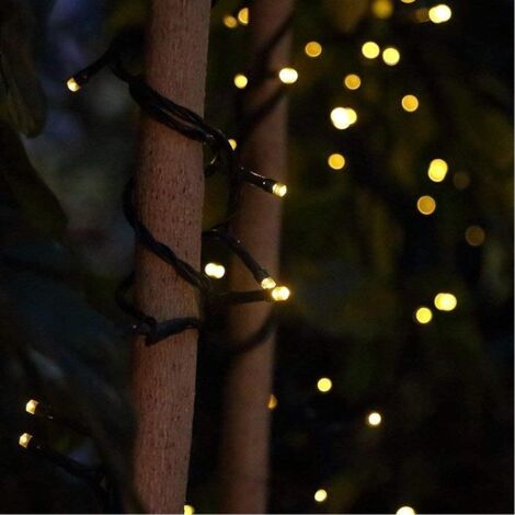 Guirlande lumineuse de Noël à piles de 10 m, 100 LED, 8 modes d'éclairage - Blanc chaud (1/4)